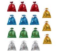 Cabilock 15 pièces Sacs Cadeaux Noël Réutilisables avec Cordon de Serrage Lot de Pochettes Colorées pour Fête Emballage Cadeaux Bonbons et Bijoux Pratiques et Durables