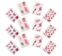Cabilock 16 Feuilles Autocollants de Tatouage Fausses Cicatrices Rouges Réalistes en Papier pour Maquillage Cosplay Halloween, Légers et Confortables pour Transformations Rapides en Clubs