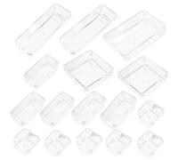 Cabilock 16pièces Boîte de Rangement Tiroir Plastique Transparent Organisateur de Tiroir pour Maquillage Salle de Bain