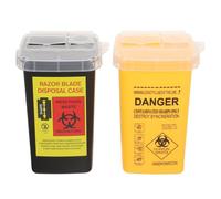 Cabilock 2 Conteneurs pour Objets Tranchants en Plastique Mini Seaux de Collecte pour Aiguilles de Tatouage Couleurs Jaune et Noir Compact et Sécurisé pour Déchets Piquants à Domicile