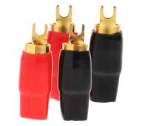 Cabilock 2 Paires Connecteurs à Sertir Cuivre Plaqué Or Embouts Fourche Isolés Rouge et Noir Cosses Plates pour Câbles Haut-parleur Audio Adaptés Fils Puissance et sans Distortion