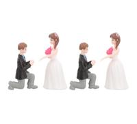 Cabilock 2 Paires Figurine de Couple Mariés Décoration de Mariage Adorable Petit de Mariée et Mari pour Gâteau ou Table de Fête Boîte Noir Blanc