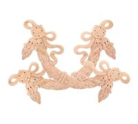 Cabilock 2 Pièces Applique Décorative en Bois Sculpté Beige 32x10cm, Motif Fleur Baroque, Installation Facile pour Décoration Élégante de Meubles et Salons