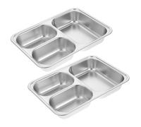 Cabilock 2 pièces Assiette Inox Compartimentée Sections Plateau Repas et Empilable Pratique pour Contrôle des Portions et Usage Quotidien