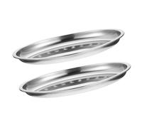 Cabilock 2 pièces Assiette Ovale Acier Inoxydable Plateau Résistant Haute Température pour Poisson Vapeur et Steak Plat Pratique pour Maison et Snacks