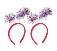 Cabilock 2 pièces Bandeau Cheveux Femme Independence Day Décoratif Léger avec Pompons pour Fête Patriotique Juillet