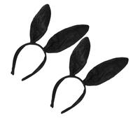 Cabilock 2 pièces Bandeau Oreilles de Lapin Noir Satiné Serre-tête Cosplay Accessoires Cheveux pour Fête Carnaval
