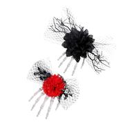 Cabilock 2 Pièces Barrettes Halloween Femme avec Main Squelette et Fleur Rose Accessoires Cosplay Unique pour et