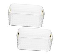 Cabilock 2 Pièces Boîte de Rangement Cosmétique Transparente Organisateur de Bureau et Salle de Bain pour Maquillage et Petits Objets Boîte de Conservation Multifonctionnelle pour Bureau et