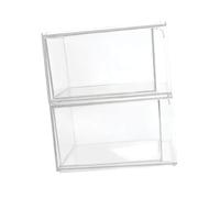 Cabilock 2 pièces Boîte de Rangement Maquillage Transparente Plastique Résistant à Usure Organiseur de Bureau Multifonction pour Cosmétiques et Accessoires Empilable et Pratique pour Salle
