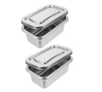 Cabilock 2 Pièces Boîtes de Rangement Réfrigérateur Acier Inoxydable Conteneurs Isolants pour Glace Maison Boîtes Fraîcheur Empilables pour Stockage Alimentaire