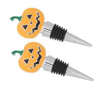 Cabilock 2 Pièces Bouche de bouteille de vin en forme de citrouille scellant de bouteille de vin de cuisine en silicone Alliage de zinc Jaune