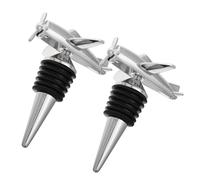 Cabilock 2 Pièces Bouchons de Bouteille de Vin Alliage Forme Avion Bouchons Étanches Réutilisables pour Bar et Décoration