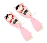 Cabilock 2 Pièces Bouquet de Graduation Peluche avec Ours Décoration de Fête Accessoire Photo Élégant pour de Diplôme Papier Rose
