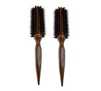 Cabilock 2 Pièces Brosse Ronde Chauffante Pour Coiffure Poils De Sanglier Naturels Manche Bois Ergonomique Brosse Roller Résistante Chaleur Pour Cheveux Courts Curling Et Brushing