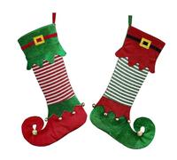 Cabilock 2 Pièces Chaussettes de Noël Décoratives Format Lot pour Suspendre Au Sapin et Cheminée Sacs Colorés Rouge et Vert pour Friandises et Surprises de Fête