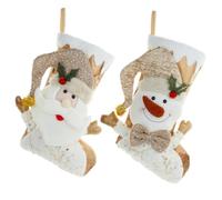 Cabilock 2 Pièces Chaussettes de Noël Grand Modèle Décoratif avec Motifs de Père Noël et Bonhomme pour Rangement et Décoration Festive Parfait pour Remplir de Surprises et