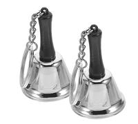 Cabilock 2 Pièces Cloche Métallique Portable avec Porte Clés Mini Sonnette Polyvalente pour Garçon Fille Service Restaurant et Apprentissage Anneau Porte Clés Argenté