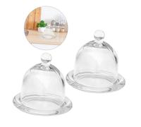 Cabilock 2 Pièces Cloche Verre avec Socle pour Gâteau et Dessert Plateau de Transparent Support Élégant pour Cupcakes Fromages Fête et Mariage