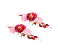 Cabilock 2 pièces Couronne de Fleurs de Mariée Peony Élégante Bandeau Floral Chinois Vintage pour Femmes et Filles Accessoires Cheveux Légers pour Mariage Traditionnel et Moderne