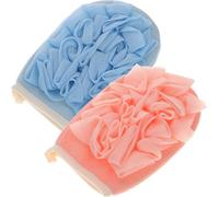 Cabilock 2 pièces de Bain Exfoliants Double Face Rayon de Gommage Corps pour Massage et Élimination Peaux Mortes Lot de Bleu Rose
