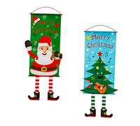 Cabilock 2 Pièces Décoration Murale Suspendue de Noël avec Drapeau Sapin et Père Noël Suspension Festive pour Maison Bureau et Boutique