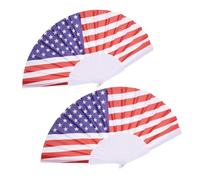 Cabilock 2 Pièces Éventails Pliables Tissu Drapeau Américain Ventilateurs Portables pour Célébrations Patriotiques Independence Day Memorial Day Décoration Festive Compacte