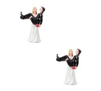 Cabilock 2 Pièces Figurine de Mariage Résine Couple Mariés Décoration de Gâteau Souvenir de Mariage Noir Accessoire