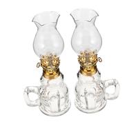 Cabilock 2 Pièces Lampe à Pétrole Vintage Verre Lanterne Tempête Décorative pour Intérieur Éclairage Urgence et Camping Lampe à Huile Rétro pour Mariage et Fêtes