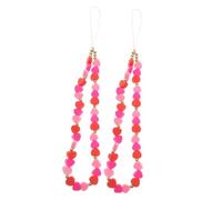 Cabilock 2 pièces Lanières de Téléphone Perlées Cœur Rose Décorations Anti-perte Mobiles Cordons Amovibles pour Clés et Appareils Accessoires Colorés et Durables