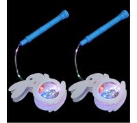 Cabilock 2 Pièces Lanterne Lapin Créative LED Portative, Lumineux | Style Cartoon, Plastique Blanc, Usage Anniversaire et Fête, Petite Lampe à Main pour Garçon et Filles Couleur Aléatoire