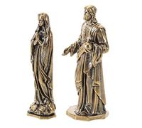 Cabilock 2 Pièces Lot de 2 Statues Religieuses en Laiton 10 CM Figurines Catholiques Vierge Prêtre Décoration Intérieure Chrétienne pour Église, Étagère et Présentoir Noël