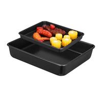 Cabilock 2 Pièces Lot de Plaques de Cuisson Acier Inoxydable pour Four Plateau Polyvalent pour Pâtisserie et Rôtissage et Moyenne Surface Lisse Facile à Nettoyer