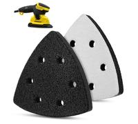 Cabilock 2 pièces Lot de Tampons de Ponçage Triangulaires Adhésifs pour Ponceuse Électrique Coussin de Protection Multi-outils Noir et Blanc Remplacement Rapide et Adhérence pour Bois