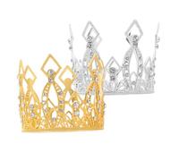 Cabilock 2 Pièces Mini Couronnes Baroques Alliage et Strass Décorations de Gâteau Princesse Vintage Lot de Or et Argent Accessoires pour Pâtisserie