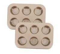 Cabilock 2 Pièces Moules à Muffins Ronds Antiadhésifs Acier Inoxydable Cavités pour Mini Gâteaux Cupcakes et Aux Œufs Dorés Moules Pâtisserie Petits Formats pour Cuisson Maison