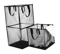 Cabilock 2 Pièces Panier à linge double couche noir panier à linge pliable led paniers de rangement paniers tressés pour le stockage paniers à linge panière à linge panier pliable