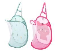 Cabilock 2 Pièces Panier à Linge Pliable à Linge Suspendu Maille Respirante pour Salle de Bain et Rangement Design Vert Arbre Rose Chat