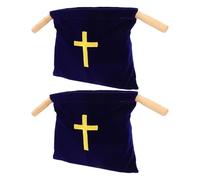 Cabilock 2 Pièces Paquet de Collecte D'église Communion en Velours avec | Broderie Croix Élégante, Bleu, , pour Assemblées et Dons Religieux Lors des Cérémonies