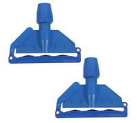 Cabilock 2 Pièces Pince à Balai en Plastique Bleu pour Tête de Serpillière, Fixation Sécurisée et Remplacement Rapide, pour Nettoyage à Domicile Magasin
