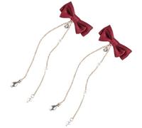 Cabilock 2 pièces Pince à Cheveux Nœud Rouge avec Pompon Accessoire Cheveux Satin pour Femmes et Filles Lot
