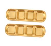 Cabilock 2 pièces Plat à Sauce Acier Inoxydable Compartiments Assiette de Trempage Carrée Dorée Bol à Assaisonnement pour Bbq et Hot Pot et Facile à Nettoyer