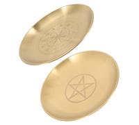 Cabilock 2 pièces Plateau Cérémonie Pentagramme Doré Support Bougie Rituel Polyvalent Décoration et Rangement Sacré