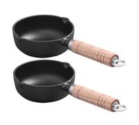 Cabilock 2 Pièces Poêles Fonte Antiadhésives Lot de Mini Poêles Plates pour Omelettes Œufs Manche Cuisson Sécurisée pour Plaque Four et Grill