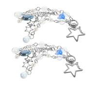 Cabilock 2 pièces Porte-clés Poisson Perlé avec Frange Océan Breloque Sac Main et Téléphone Alliage Style Polyvalent pour Toutes Occasions Lot