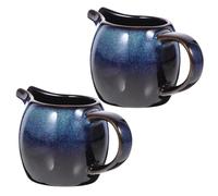 Cabilock 2 pièces Pot à Lait Céramique Européen avec Bec Verseur et Poignée Pichet Crémeur Gobelet Sauce Compact pour Café Thé et Crème