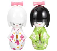 Cabilock 2 Pièces Poupée Japonaise Kimono Poupée Traditionnelle Kokeshis Poupée Figurines Folkloriques Asiatiques Kimono Fille Statue Asiatique Kabuki Figure pour Le Bureau À
