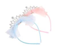 Cabilock 2 pièces Princess Headbands With Rhinestone Crowns Pearl Accents Birthday Party Tiara Hair Accessories For Dress Up