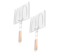 Cabilock 2 Pièces Résille Grillée Panier à Steak Paniers à Charbon Grille De Fruits De Mer Grille à Poisson pour Grill Porte-Poisson pour Grill Panier De Gril De Légume Fil De Fer Pilon