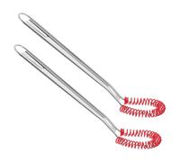 Cabilock 2 Pièces Ressort Acier Inoxydable de Batteur à Main avec Tête Silicone Rayures Outil de Cuisine pour Mélanger Fouetter et pour Cuisine et Activités Extérieur
